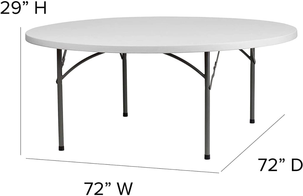10 Pack 6 Foot Round Granite White Plastic Folding Table R6358