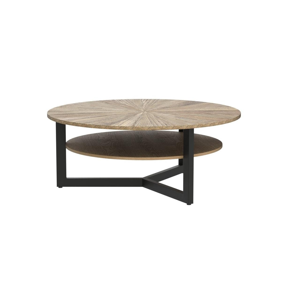 33.5" Round 2-Tier Wood Coffee Table with Storage S83800