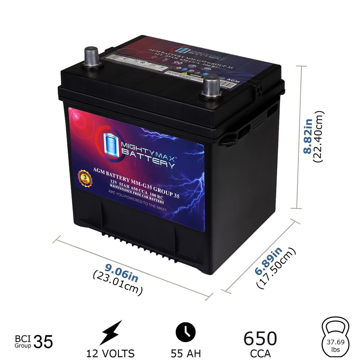 12V 55Ah AGM Replacement Battery M80816