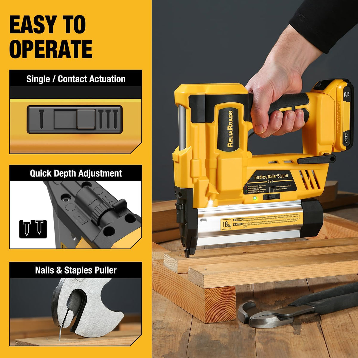 2-in-1 18GA Cordless Brad Nailer Stapler V14294