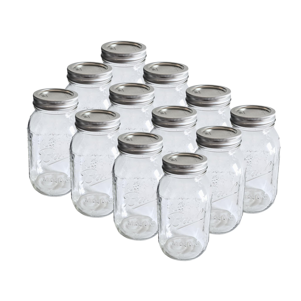 16oz Regular Mouth Glass Mason Jars with Lids & Bands, Set of 12 C6563
