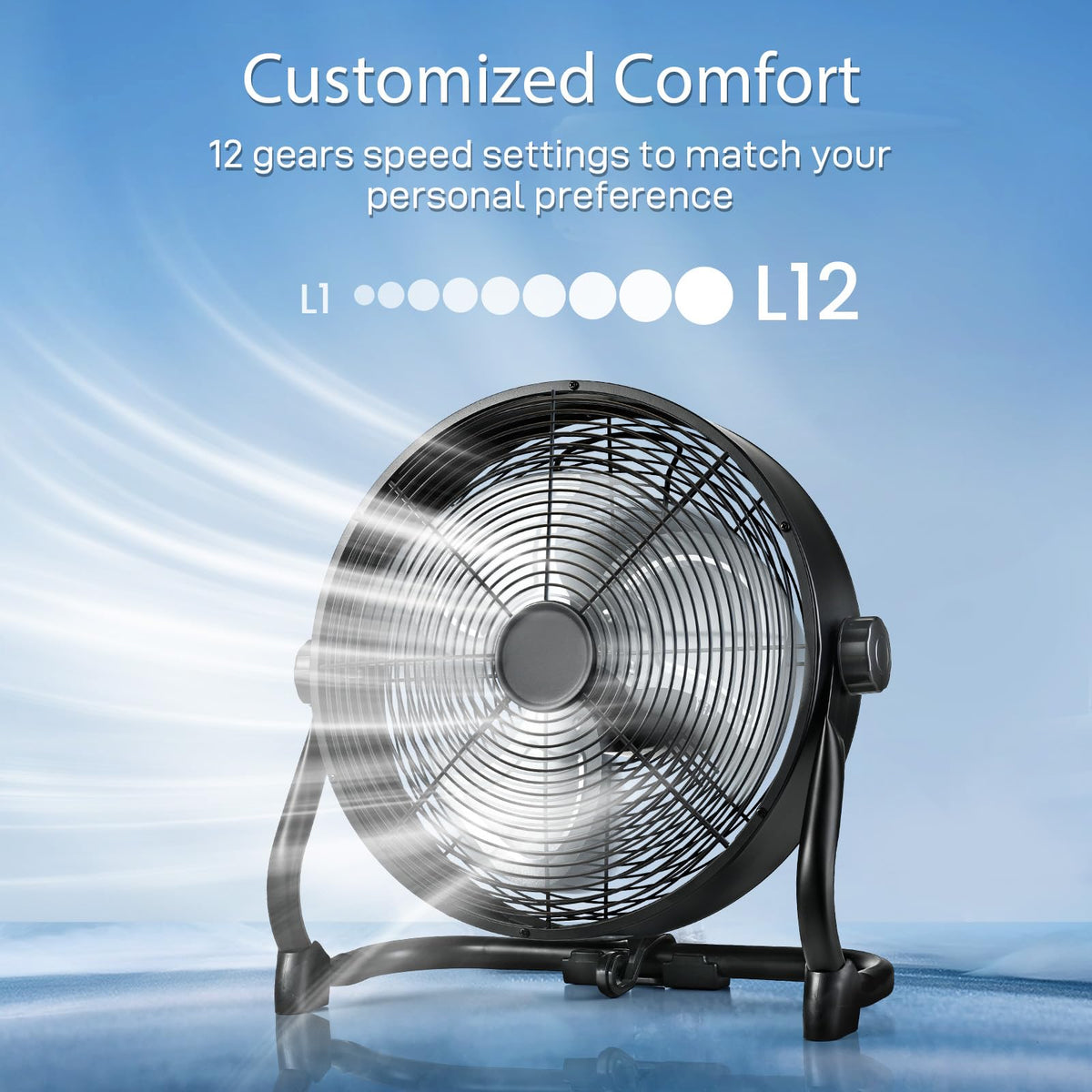 12" Rechargeable Battery Powered Portable Outdoor Fan W5484