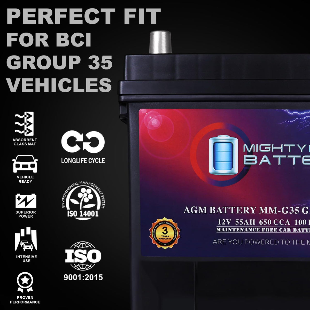 12V 55Ah AGM Replacement Battery M80816