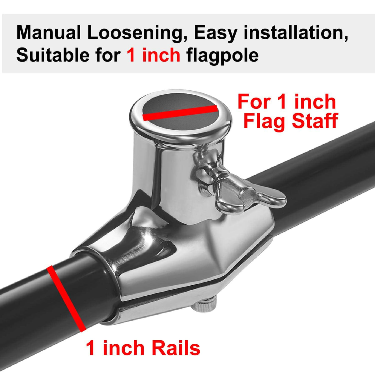 Rail Mount 316 Stainless Steel Flag Pole Holder C437