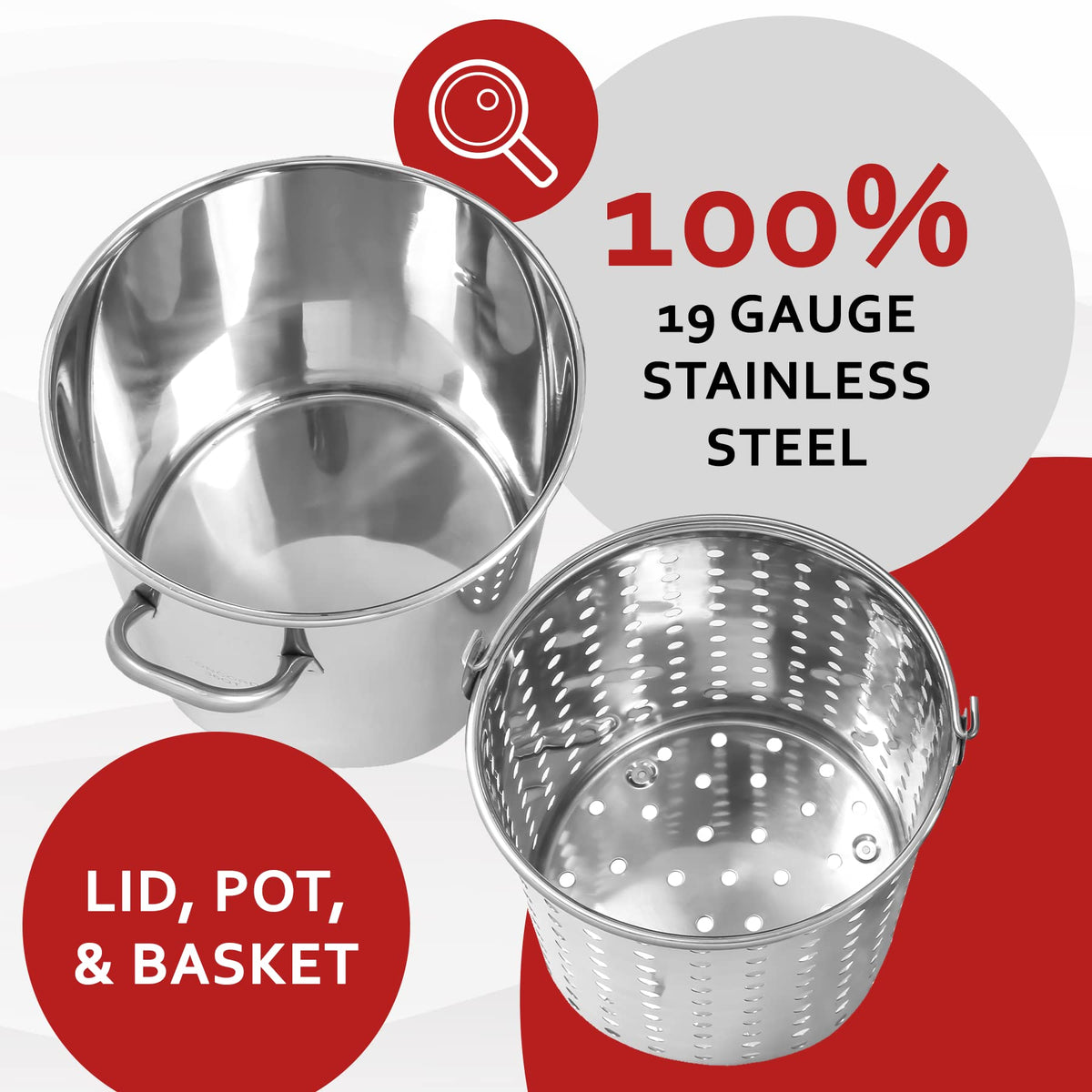 42 QT Stainless Steel Stock Pot with Basket G8824