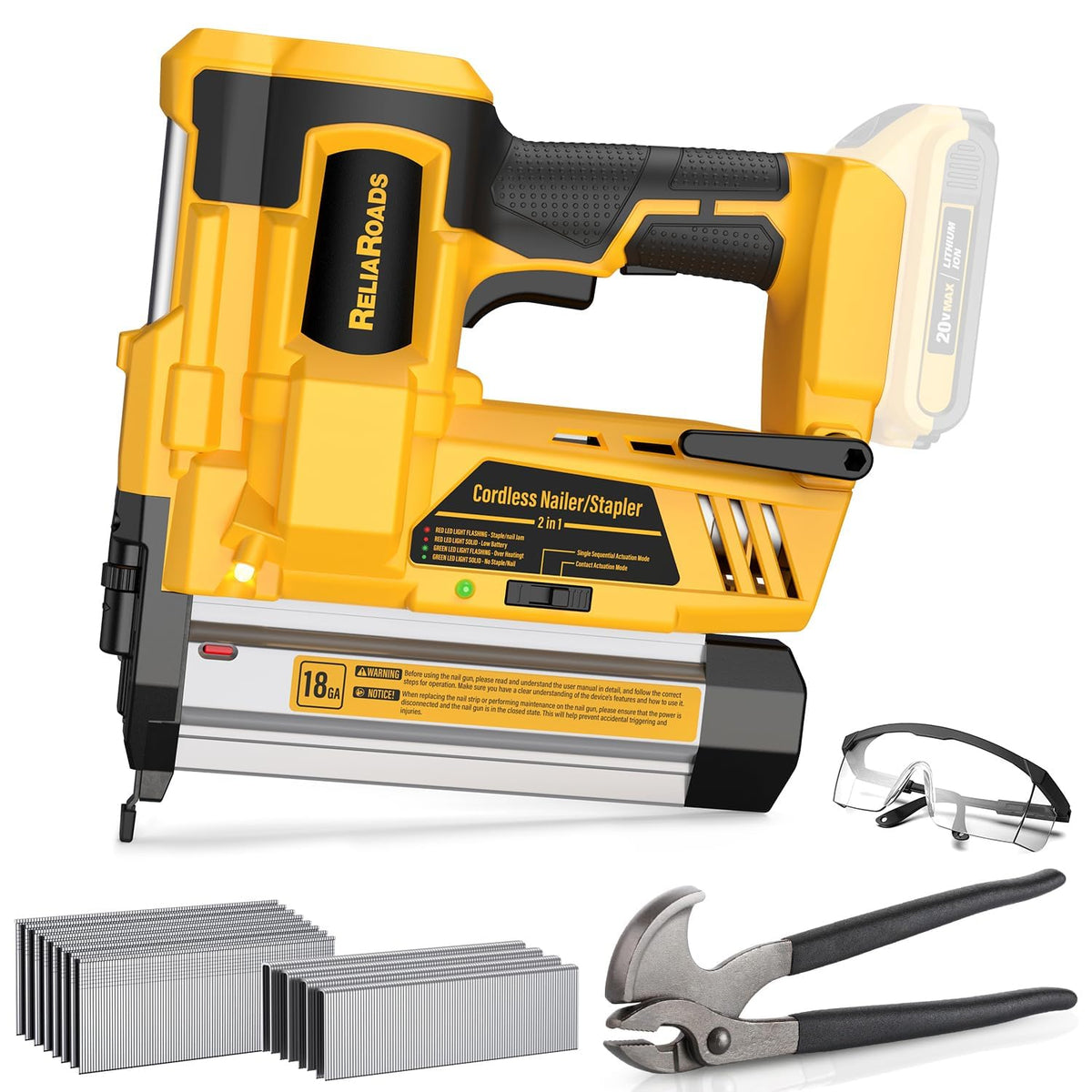 2-in-1 18GA Cordless Brad Nailer Stapler V14294