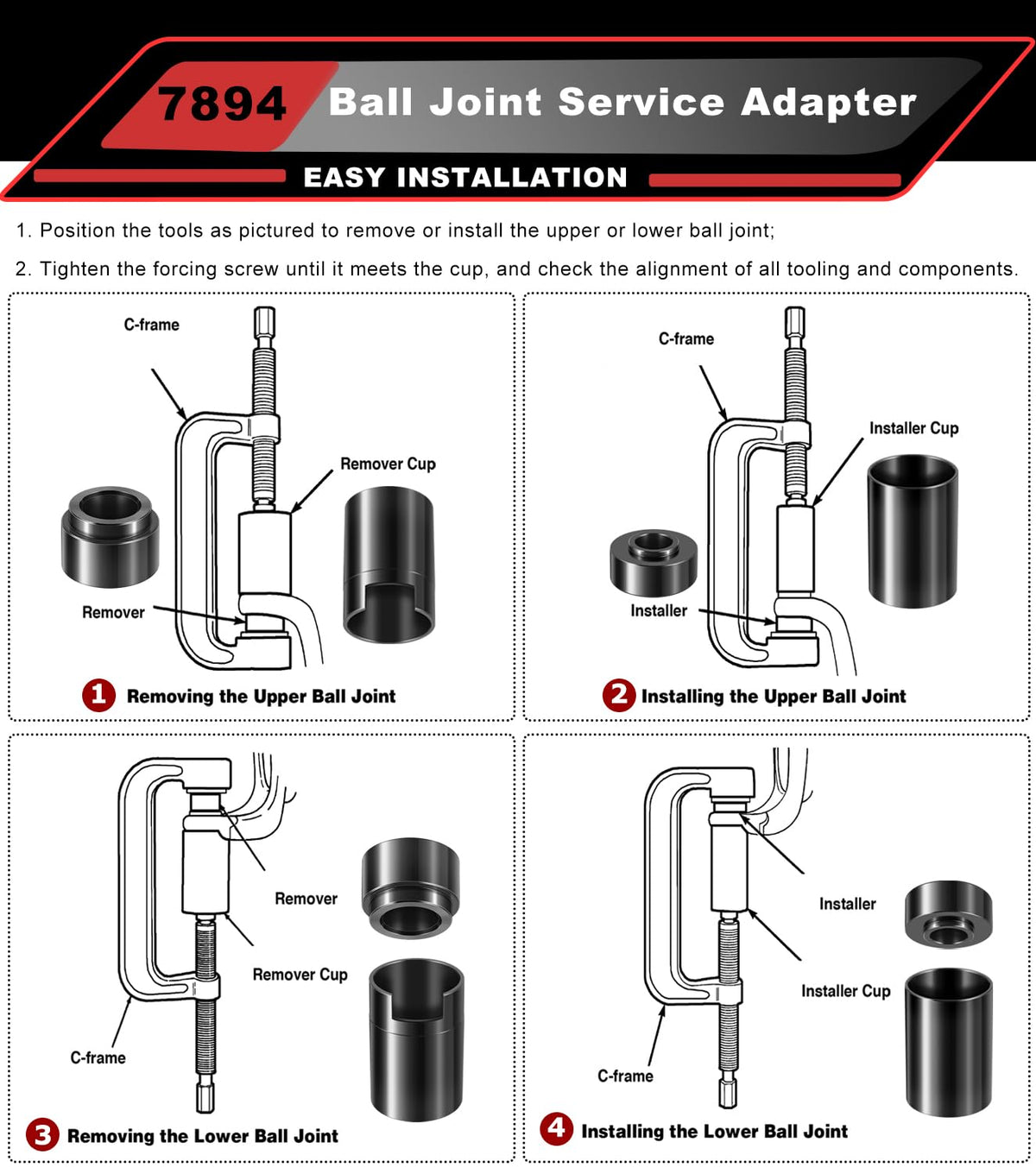 4PCS Ball Joint Service Adapter Set V446662