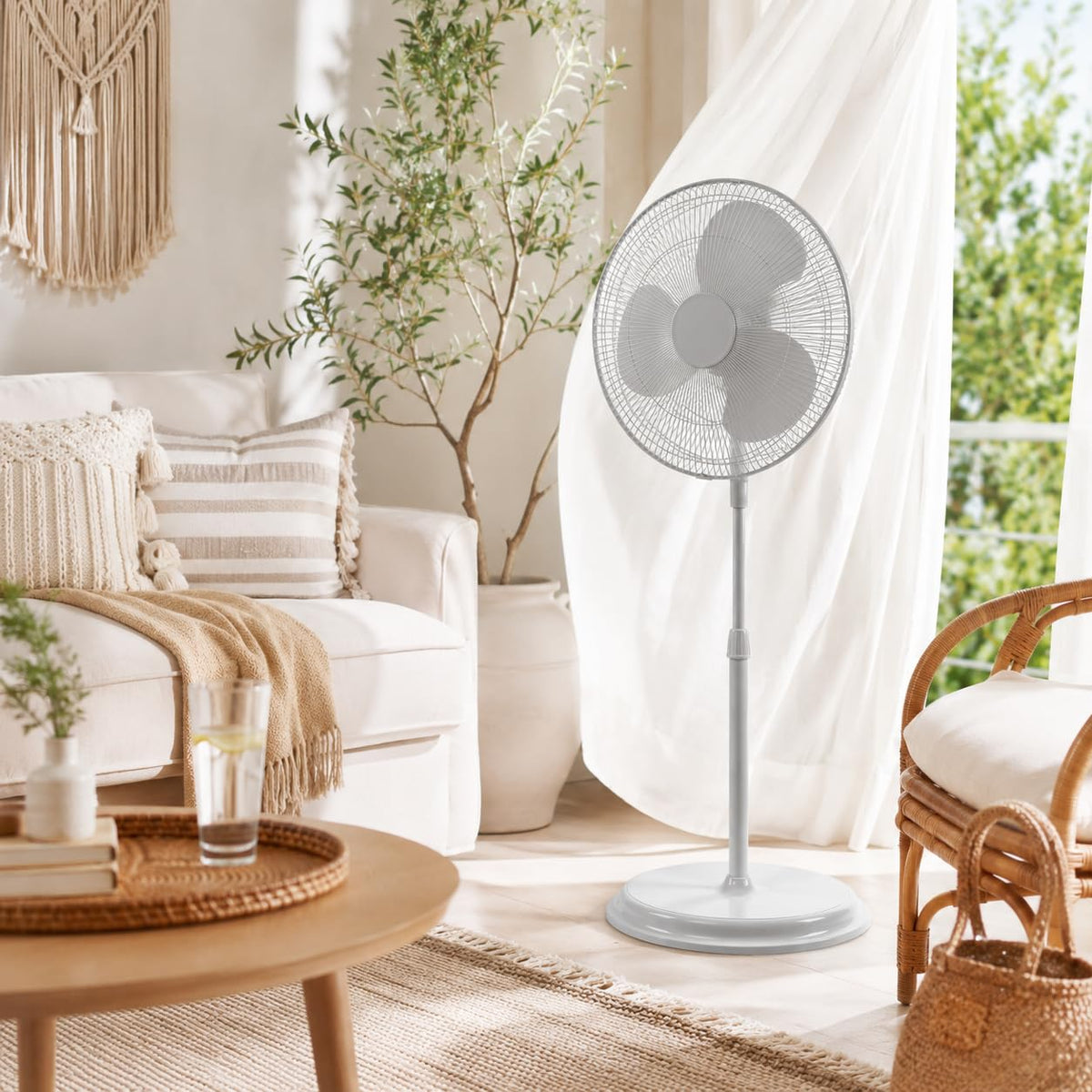 16" Oscillating Standing Pedestal Fan with Adjustable Height Q785760