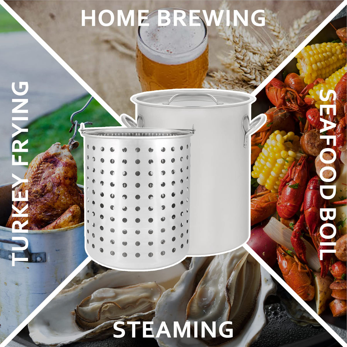 42 QT Stainless Steel Stock Pot with Basket G8824