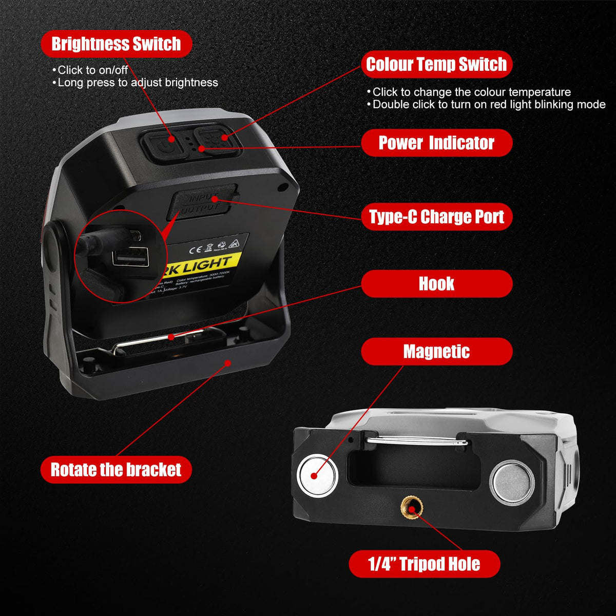 Magnetic Rechargeable Job Site Light with Hook O869347