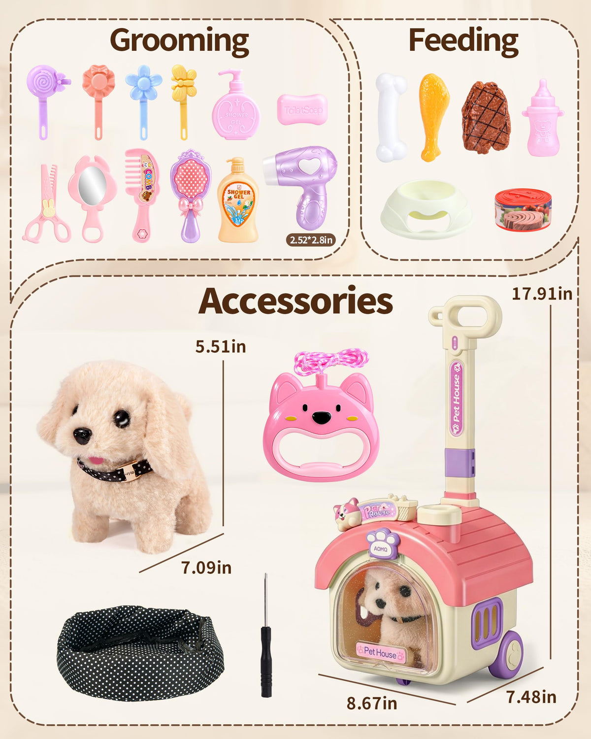 Dog Toy with Portable Puppy Stroller E105354